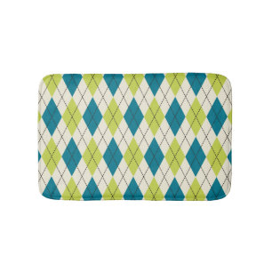 Alfombrilla De Baño Argyle azul y verde