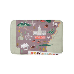 Alfombrilla De Baño Arkansas Ilustradas: Mapa de viajes de Estados Uni