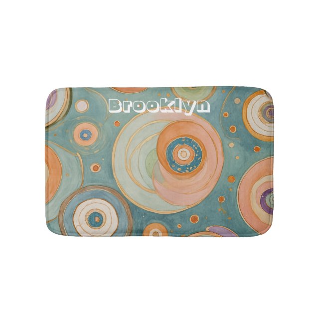 Alfombrilla De Baño Armonía Kaleidoscope: Los Círculos Swirly Pastel (Anverso)