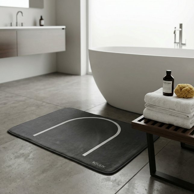 Alfombrilla De Baño Arquitectónico Gris Carbón Silenciado Arco Moderno (Architectural Muted Charcoal Grey Arch Modern Spa Bath Mat)