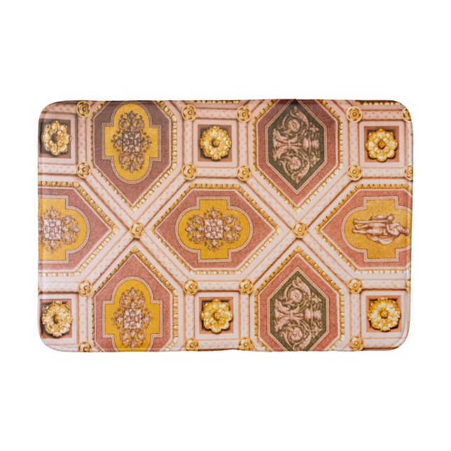 Alfombrilla De Baño Arquitectura húngara rosa amarilla (Anverso)