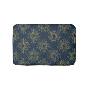 Alfombrilla De Baño Art Deco Alabere Medallón Azul Medianoche