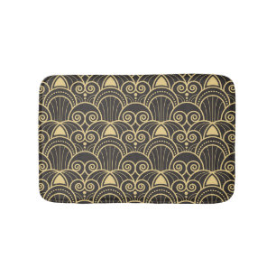 Alfombrilla De Baño Art Deco: Baldosas Geométricas de Oro.