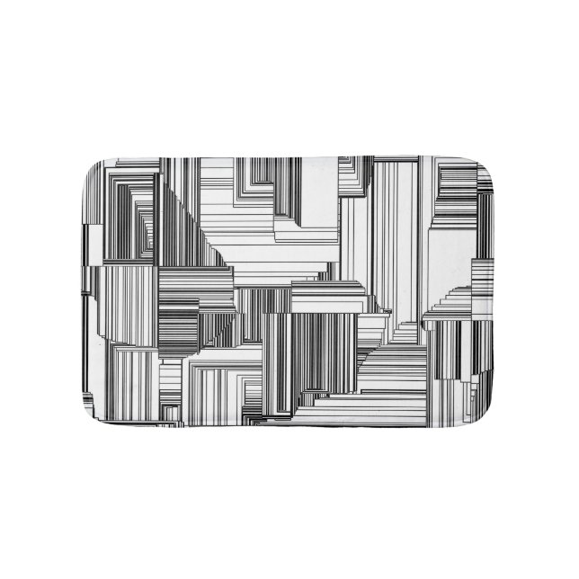 Alfombrilla De Baño Art déco blanco y negro (Anverso)