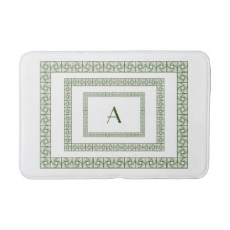 Alfombrilla De Baño Art Deco Forest Green Border on white Bath Mat