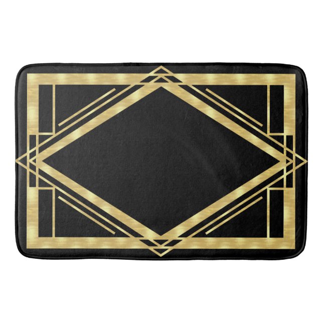 Alfombrilla De Baño Art Deco Negro y Oro (Anverso)
