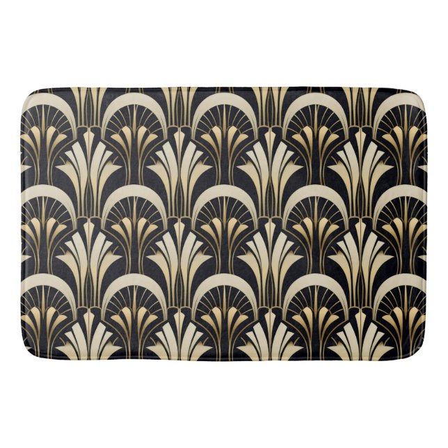 Alfombrilla De Baño Art Deco Negro y Oro simétrico (Anverso)