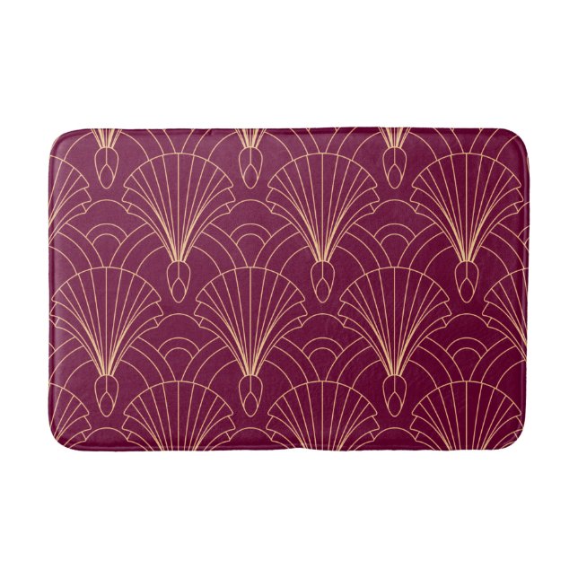 Alfombrilla De Baño Art Deco pattern with gold geometric fan motifs  (Anverso)
