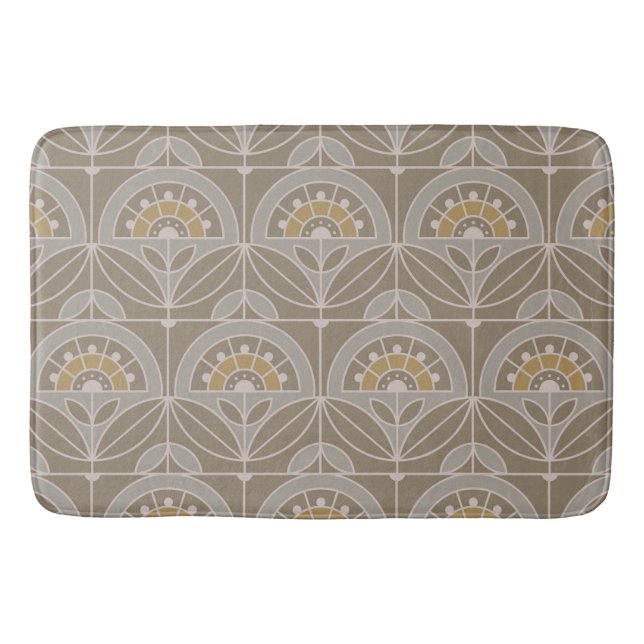 Alfombrilla De Baño Art Deco Tile Floral (niebla evergreen) (Anverso)