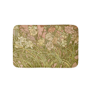 Alfombrilla De Baño Art Nouveau Alfonse Mucha Flores de clavel floral