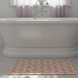 Alfombrilla De Baño Art Nouveau Floral Pastel Púrpura Crema