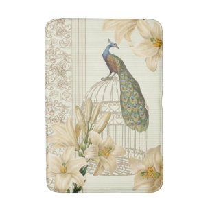 Alfombrilla De Baño art nouveau french lily vintage bircage peacock
