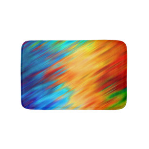 Alfombrilla De Baño Arte abstracto colorido azul naranja llamarada