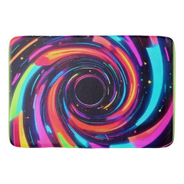Alfombrilla De Baño Arte abstracto colorido de espiral neón