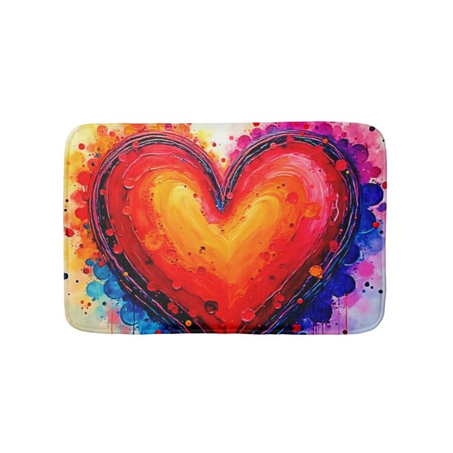 Alfombrilla De Baño Arte abstracto de corazón con salpicaduras vibrant (Anverso)