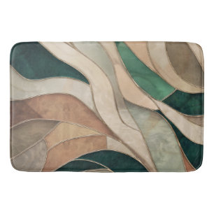 Alfombrilla De Baño Arte abstracto de mosaico - Taupe y Esmeralda