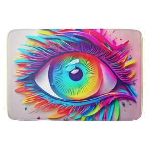 Alfombrilla De Baño Arte abstracto de ojo de neón vibrante