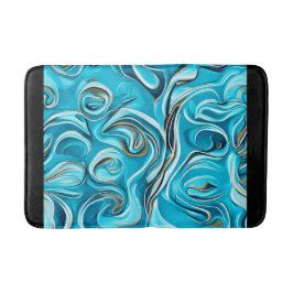 Alfombrilla De Baño Arte abstracto digital de Blue Swirls