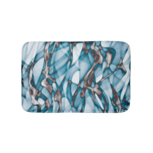 Alfombrilla De Baño Arte abstracto dorado azul ondulado