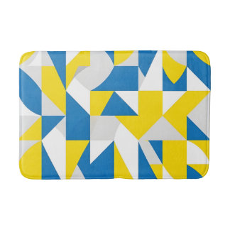 Alfombrilla De Baño Arte abstracto geométrico moderno azul amarillo bl