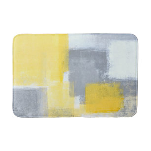 Alfombrilla De Baño Arte abstracto gris y amarillo "constante"