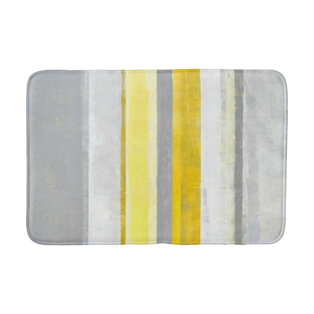 Alfombrilla De Baño Arte abstracto gris y amarillo del "limón" (Anverso)