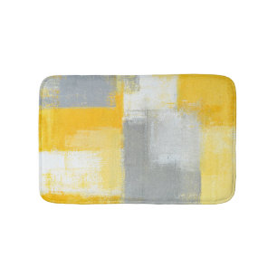 Alfombrilla De Baño Arte abstracto gris y amarillo "disimulado"