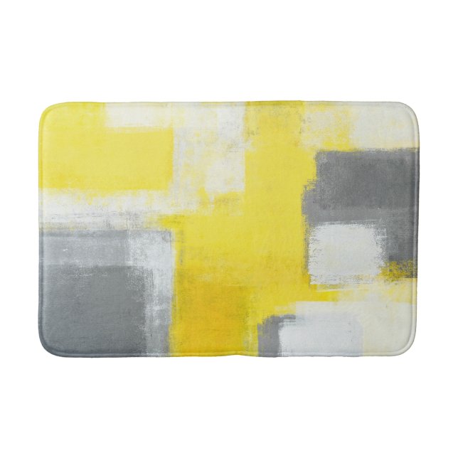 Alfombrilla De Baño Arte abstracto gris y amarillo "tropezado" (Anverso)