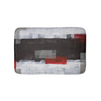 Alfombrilla De Baño "Arte abstracto gris y rojo del viaje del poder"
