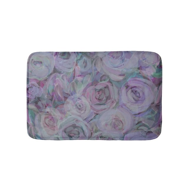 Alfombrilla De Baño Arte acuático de Rosas de lavanda (Anverso)