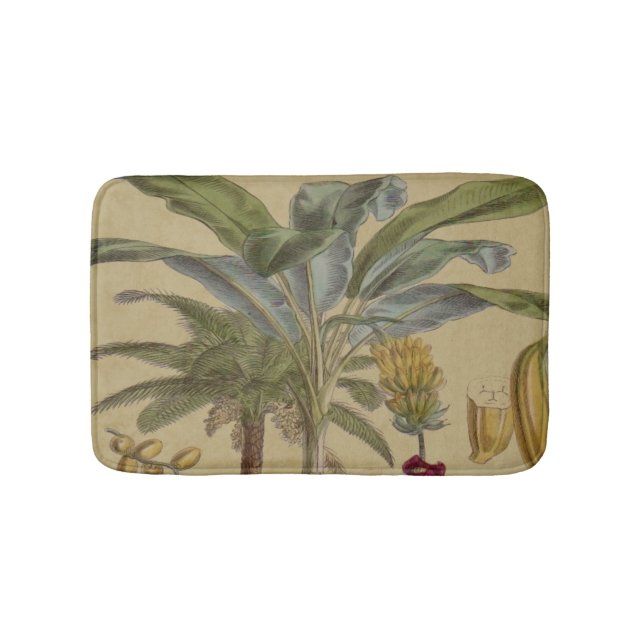 Alfombrilla De Baño Arte botánico de frutas tropicales palmo antiguo (Anverso)