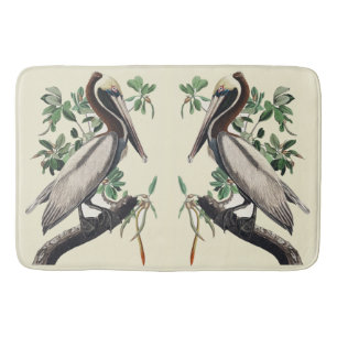 Alfombrilla De Baño Arte de Ave Costera Pelícano Marrón de Audubon Vin