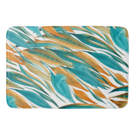 Alfombrilla De Baño Arte De Caída Turquesa Y Ósea