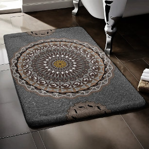 Alfombrilla De Baño Arte de caqui crocodylus porosus mandala