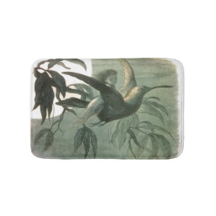 Alfombrilla De Baño Arte de elfo mágico volando luna nocturna