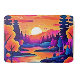 Alfombrilla De Baño Arte de fantasía del lago al atardecer