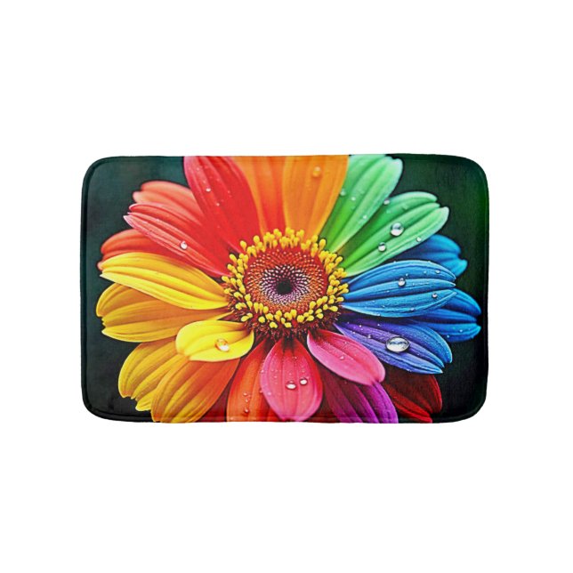 Alfombrilla De Baño Arte de Flor de Pétalo de Arcoíris (Anverso)