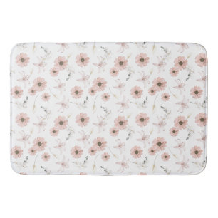 Alfombrilla De Baño Arte de flores rosadas de acuarela