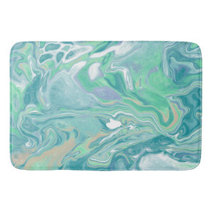 Alfombrilla De Baño Arte de fluido de mármol azul verde verde azulado
