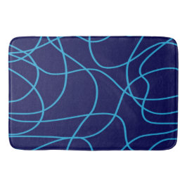 Alfombrilla De Baño Arte de línea en blues contrastantes