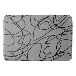Alfombrilla De Baño Arte de línea: Negro sobre gris