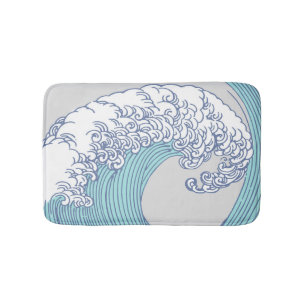 Alfombrilla De Baño Arte de olas de surf Ukiyo-e japonés vintage Costa