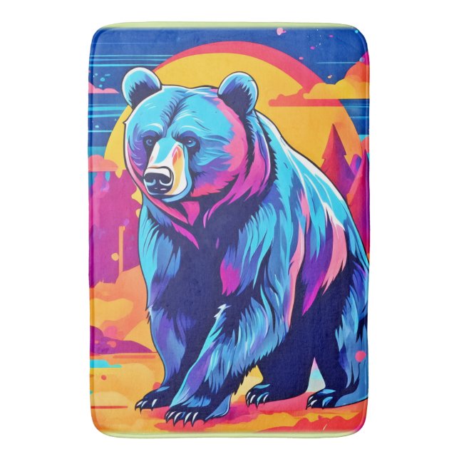 Alfombrilla De Baño Arte de oso vibrante (Frente vertical)