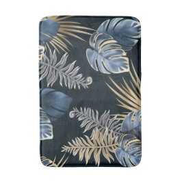 Alfombrilla De Baño Arte de patrón de hojas de palma tropicales de oro
