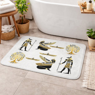Alfombrilla De Baño Arte de patrón de mitología egipcia en oro negro