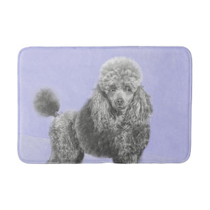 Alfombrilla De Baño Arte de perro azul grisáceo de juguete en miniatur