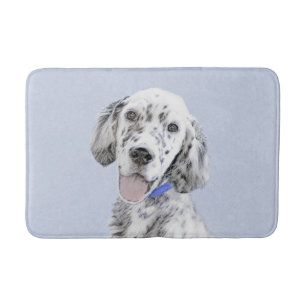 Alfombrilla De Baño Arte de perro pintado azul Belton en inglés