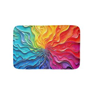 Alfombrilla De Baño Arte de remolino de arcoíris texturizado