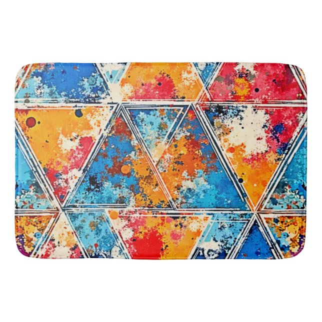 Alfombrilla De Baño Arte de salpicadura geométrica vibrante (Anverso)