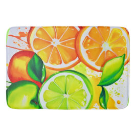 Alfombrilla De Baño Arte de Salpicaduras de Frutas Cítricas Vibrantes